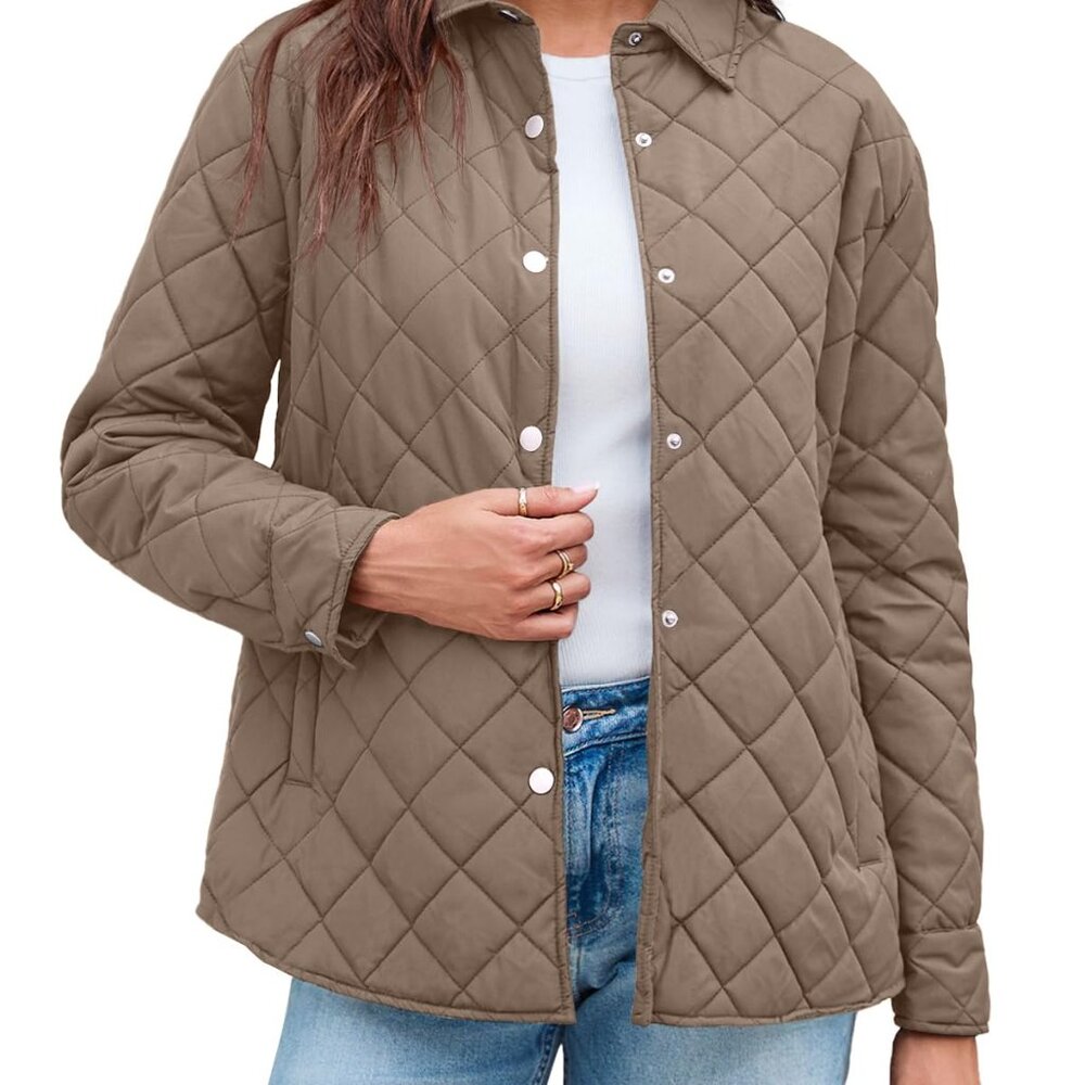 Lightweight Quilted Jacket Stand Collar Loose Fit Puffer Chic Outerwear